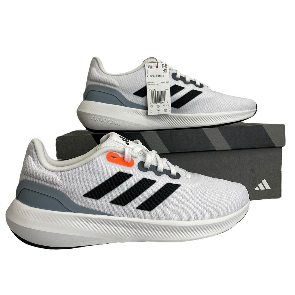 Adidas Runfalcon 3.0 Mens Athletic Trail Shoes Size 11 White/Orange/Gray